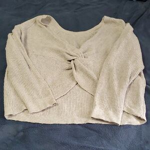 Aerie Beige Knotted Sweater